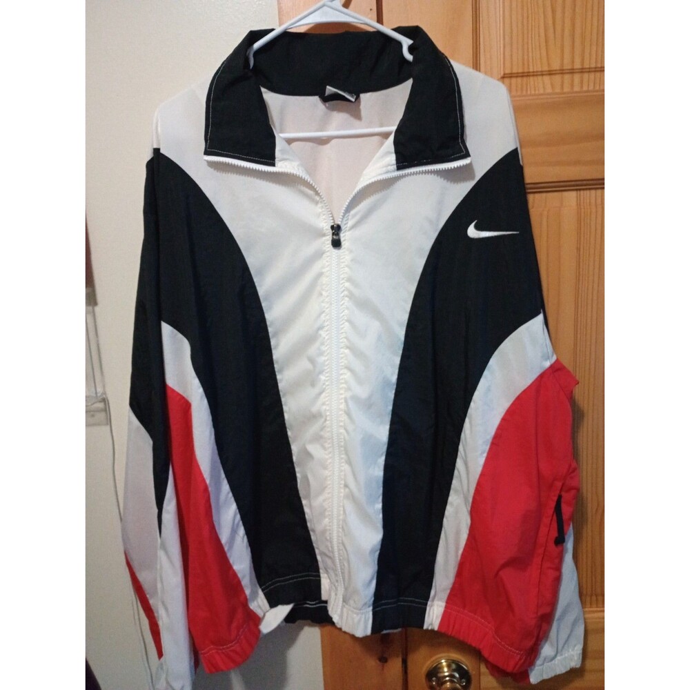 Vintage 90s Nike Large - L Windbreaker Jacket Color Block Black Red White